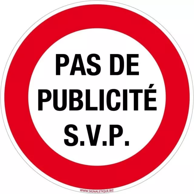 Autocollant Stickers Pas de Publicité SVP Adhésif Stop Pub Boîte au Lettre Neuf