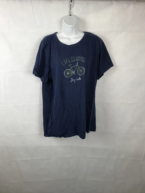 NWT Life Is Good Bike Dark Blue Women's Relaxed Fit Short Sleeve T-shirt Sz XXL