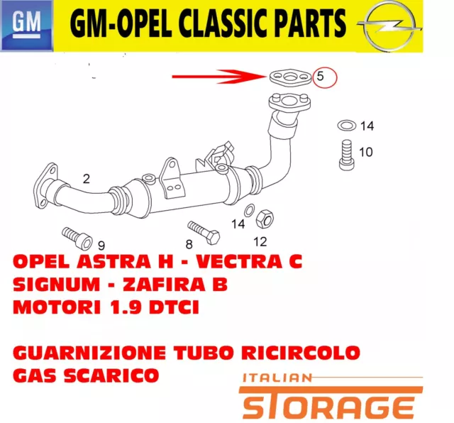 Opel Astra H Vectra C Joint D'Étanchéité Tuyau EGR Gaz Échappement Original