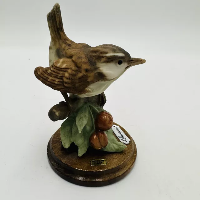 Giuseppe Armani Wren Bird Figurine Signed Florence Italy Made Vintage 1982