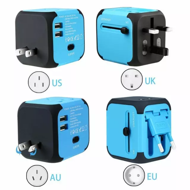 Adaptador de Enchufe,  Viaje Universal para 150 Países con Dos Puertos USB