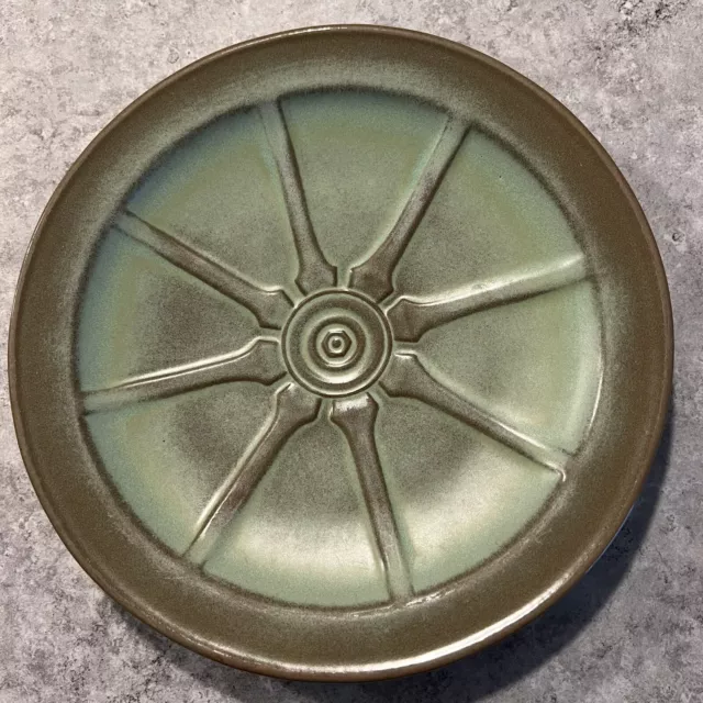 Frankoma Pottery 94FL Prairie Green Wagon Wheel Dinner Plate 10 1/4 Lot Of 4 VTG