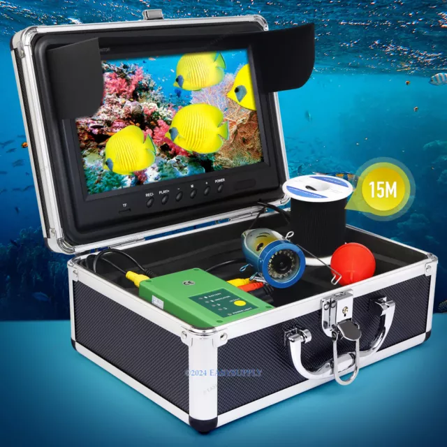 9" Moniteur 15M 1000TVL Caméra de Pêche Sous-marine Enregistrement +Carte TF 8GB