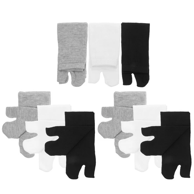 9 paires de tongs chaussettes en coton divisées chaussettes élastiques à orteil