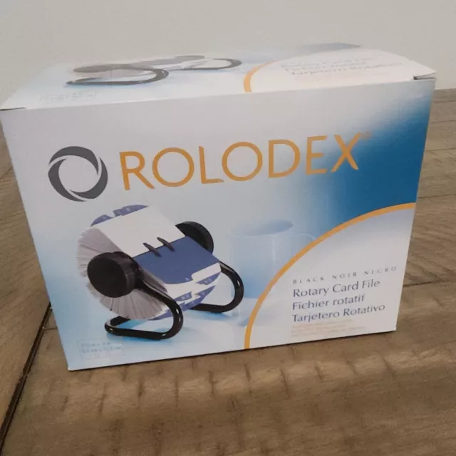 Rolodex Open Rotary Business Card File, 500-Card Capacity, 2-1/4"x4", Black NIB