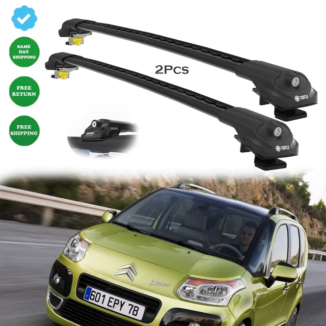 Barres De Toit Apline Pour Citroën C3 Picasso 2009-2017 - Modèle Fly Railing Gris Aluminium