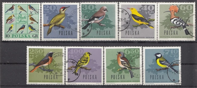 14) Polen 1966 " Waldvögel " Mi.Nr: 1718 - 26 gest. mit Gummi (5022)