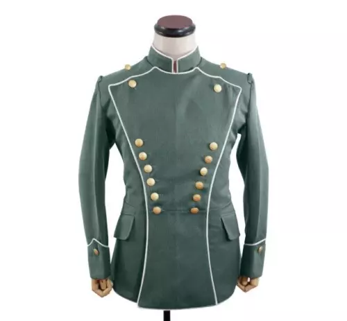 New Green WWI German Empire Uhlan White Pipped Officer Gabardine Tunic Fast Ship