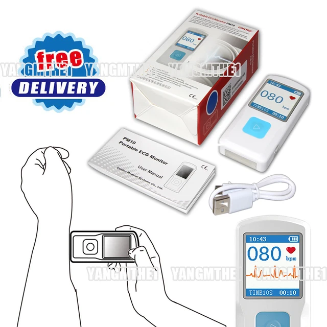 NEW BLUETOOTH USB Handheld ECG Machine EKG Heart Rate Monitor ...