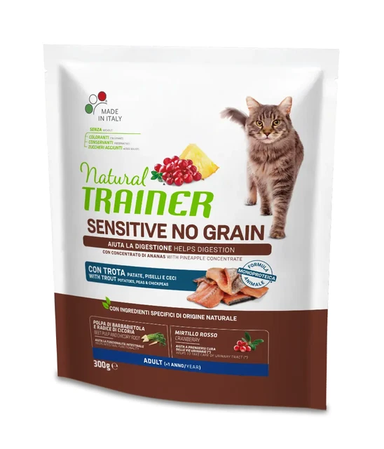 x12 Natural Trainer Cibo Secco Gatto Sterilizzato Sterilised Adult con salmone