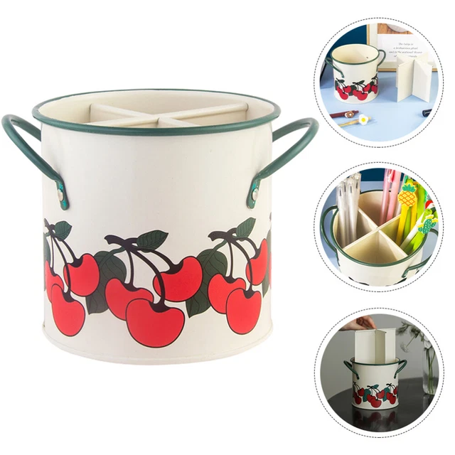 Soporte para bolígrafo contenedor estilo retro cubiertos cubo cubiertos cubo cubo