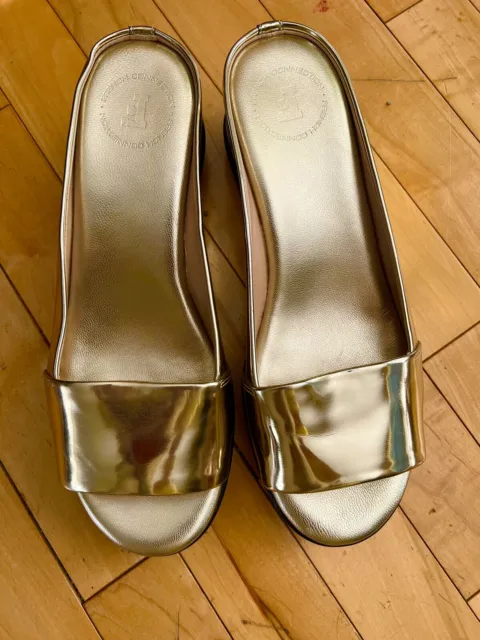 French Connection Pepper Gold Sleep On Open Toe Sandals Mules Size 39
