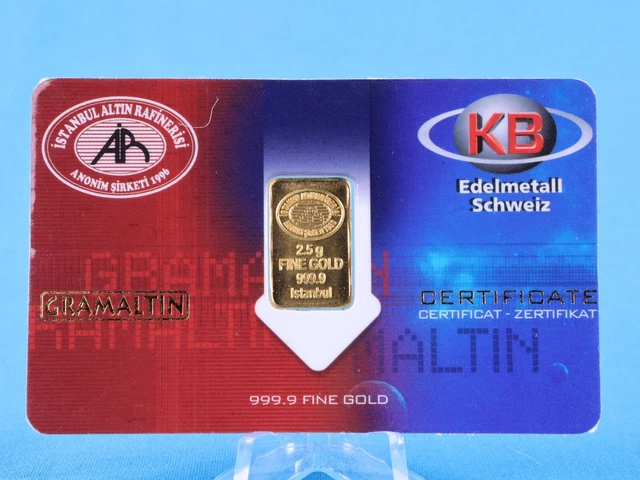 Gold Bars KB Precious Metal Switzerland 2.5 Grams 999.9 Gold in Blistercard 047503