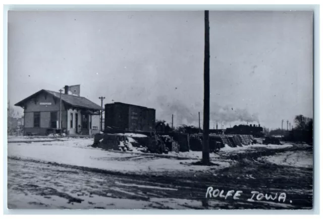 c1960's Rolfe Iowa IA Railroad Vintage Train Depot Station RPPC Photo Postcard