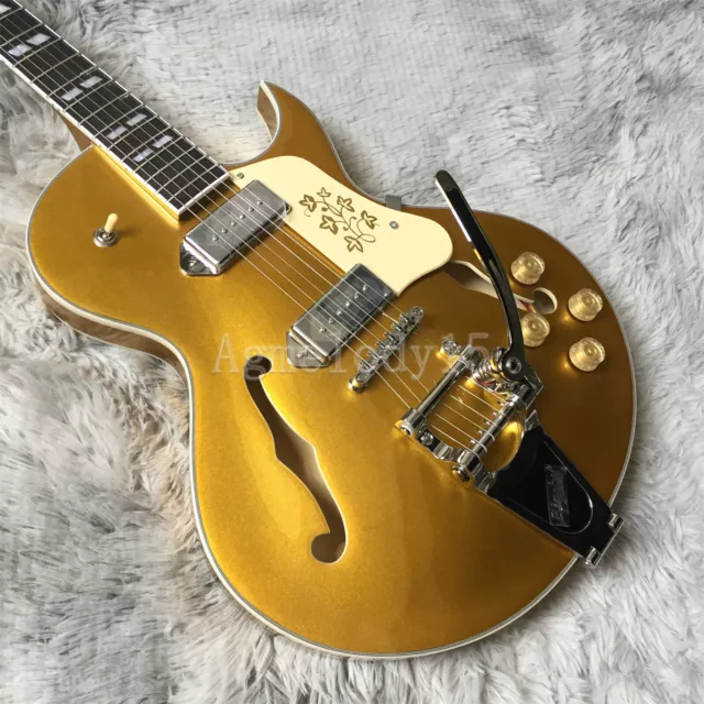 Custom Electric Guitar Gold Top White Pickguard Special Bridge Free Shipping