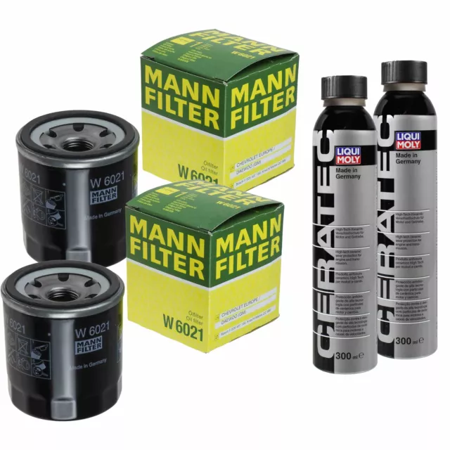 2x Mann-Filter Filtre à Huile W 6021 + 2x Liqui Moly Cera Tec