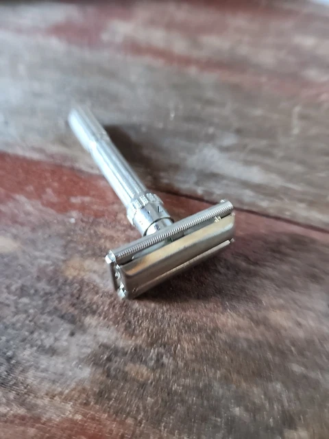 1962 Gillette H-2 Slim Adjustable Double Edge DE Safety Razor Vintage Fatboy