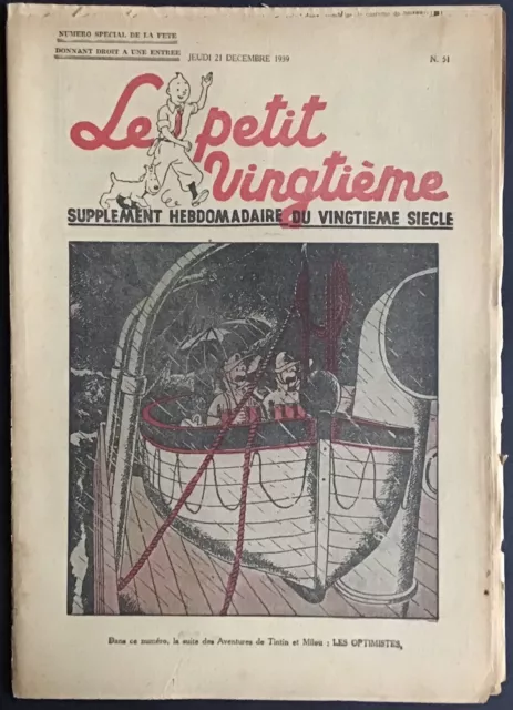 TINTIN Le Petit Vingtième n°51 du 21 décembre 1939 Bon état
