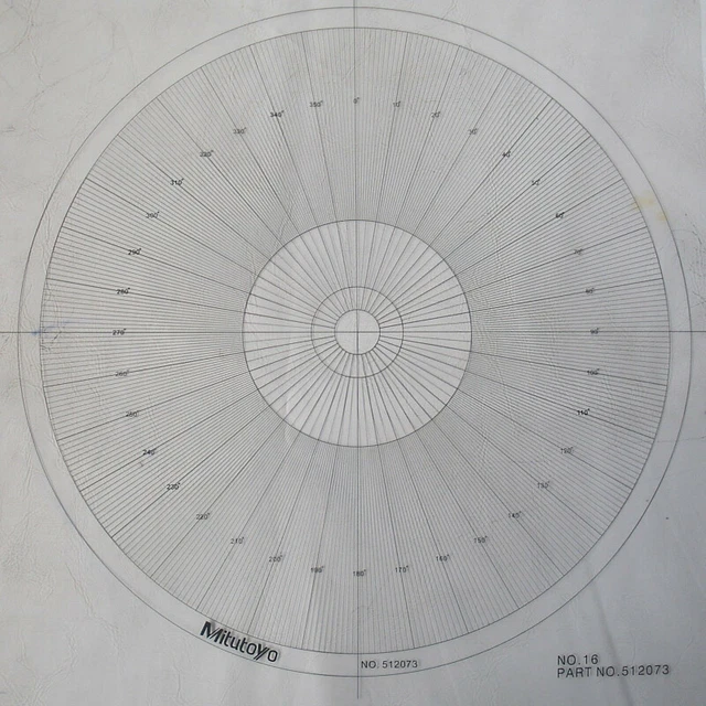 OPTICAL COMPARATOR CHART for Profile Projector Overlay,NO.16 Mitutoyo ...