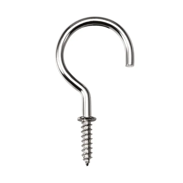 2.1" Screw Eye Hooks Self Tapping Screws Screw-in Hanger with Plate Silver 20pcs