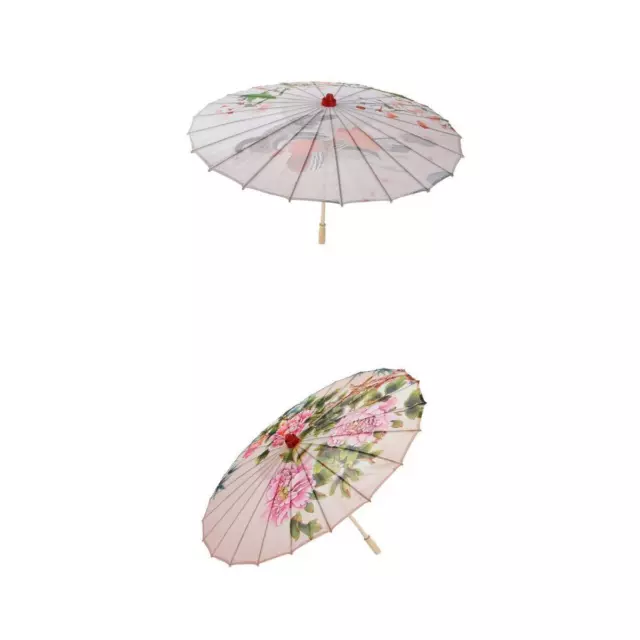 2x Vintage Chinese Umbrella Silk Cloth Parasol Wedding Dance 2