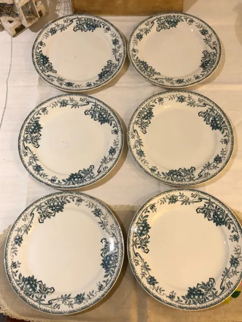 6 Assiettes plates LOT 1 - Faïence de BFK Boch Frères Keramis - Modèle SORBIER 2