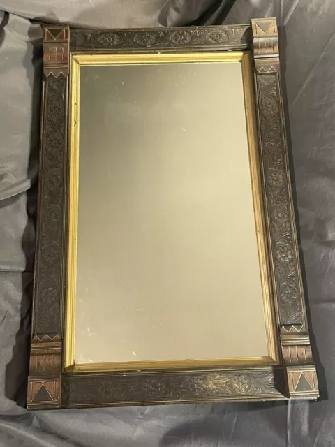 Antique Victorian Eastlake Style Mirror w/ Carved Floral Embellishments