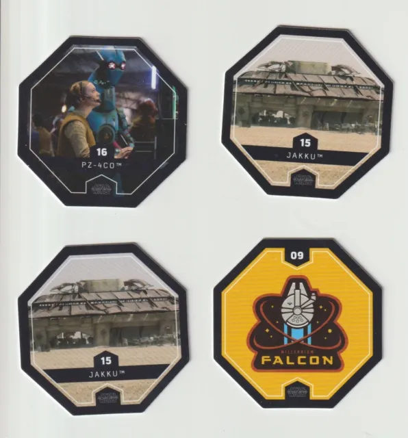 Star Wars The Force Awakens Lucasfilm Cards 16,15,15,09 Used