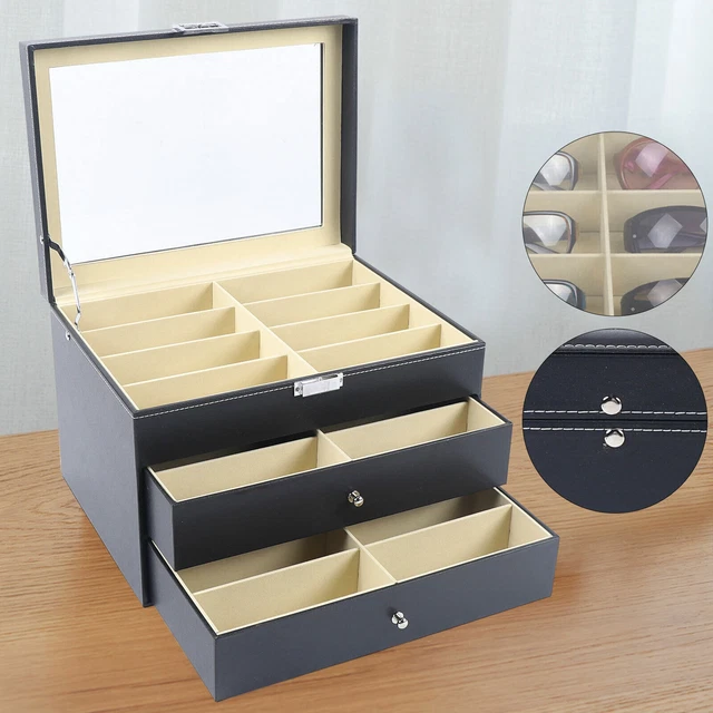 24 Slots Eyeglass Sunglass Storage Box Glasses Display Case Organizer Collector