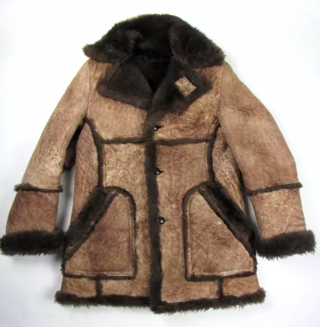 VTG COOPER GENUINE Shearling Sheepskin Fur Rancher Coat Jacket Sz 42 ...