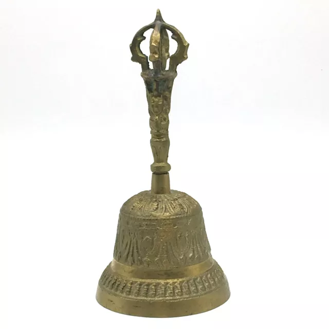 Vintage Handcrafted Tibetan Buddhist Ghanta Bell with Dorje Handle 6.8"