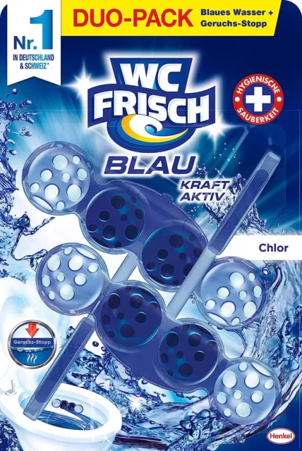 WC FRISCH Kraft Aktiv Blauspüler Chlor, WC Reiniger, Duftsteine, 1x 2*50 g