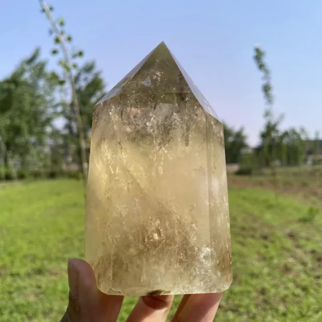 520g Natural Citrine Quartz Obelisk Quartz Crystal Wand Point Reiki gem XA6430 2