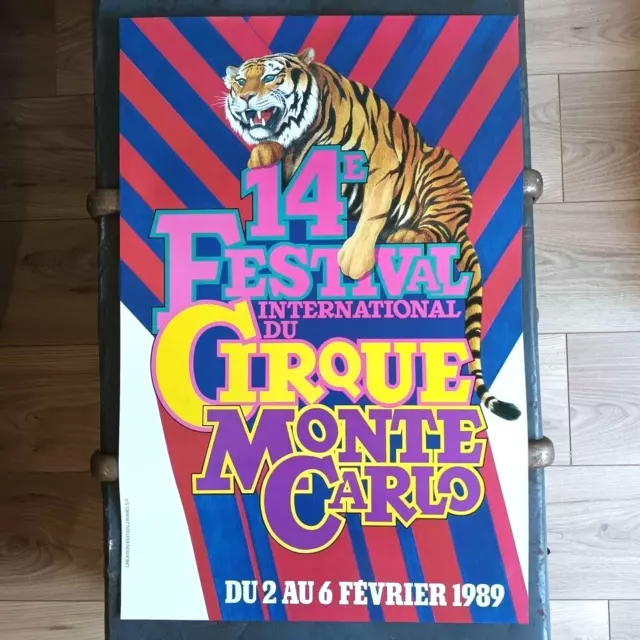 Authentique AFFICHE poster MONACO Festival CIRQUE MONTE CARLO 1989 60X40 vintage