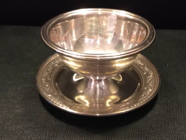 International Sterling Silver Wedgwood Pattern Sauce Bowl With Under plate