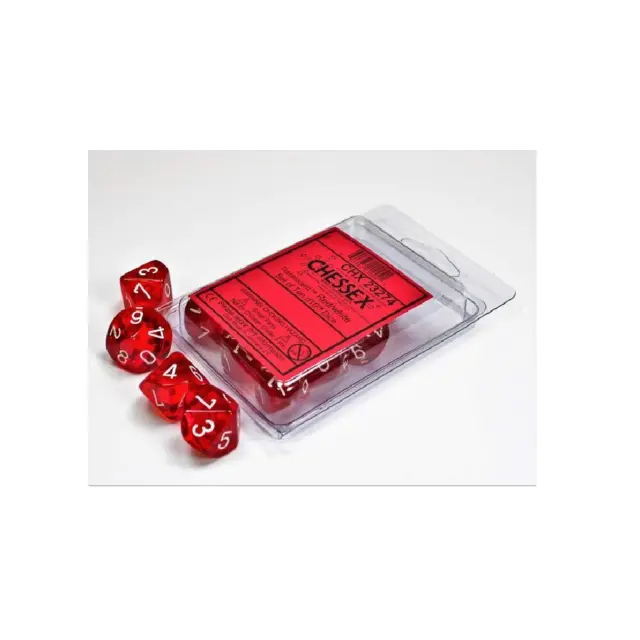 Chessex: d10 Translucent 10 Dice Set: Red and White - Revised (US IMPORT)