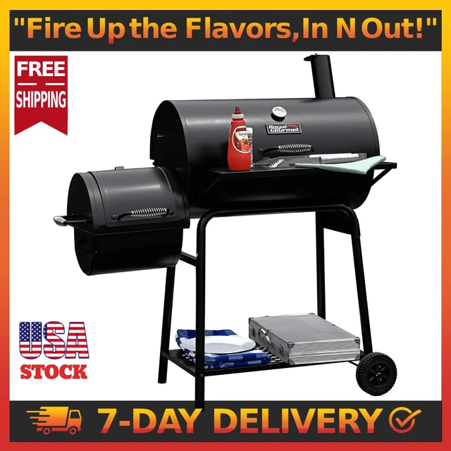 CHARCOAL GRILL HEAVY Duty With Offset Smoker, Charcoal BBQ Grill