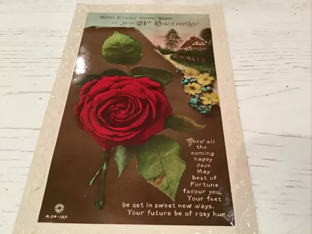 Vintage Post Card. Real Photograph. 21st Birthday. Rotary Rajar Bromide.