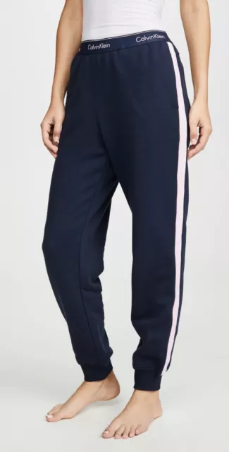 Calvin Klein Women's Modern Cotton Jogger Pant Navy Blue With Pink Size XS