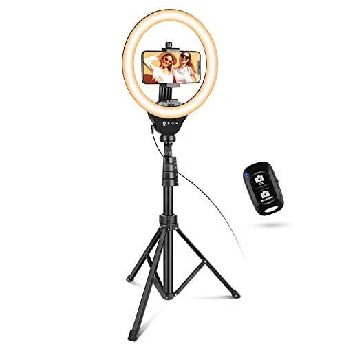 10'' Ring Light with 62'' Tripod Stand and Phone Holder, Selfie Phone