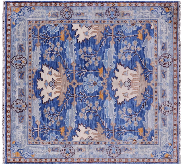 6' Square Hand-Knotted William Morris Wool Rug - Q19295