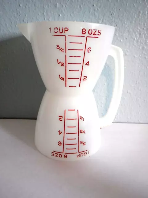 Vintage Tupperware Double Sided 8oz. Measuring Cup Hourglass Wet/Dry
