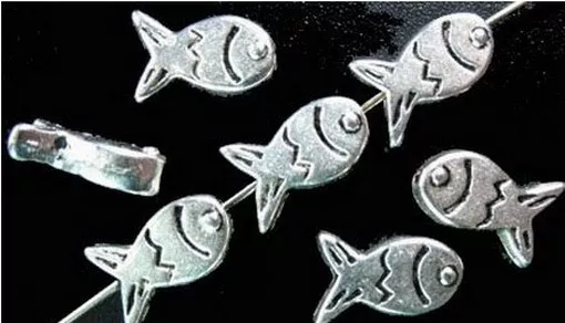 80 Pcs Tibetan Silver fish spacer beads 12mm FC1098