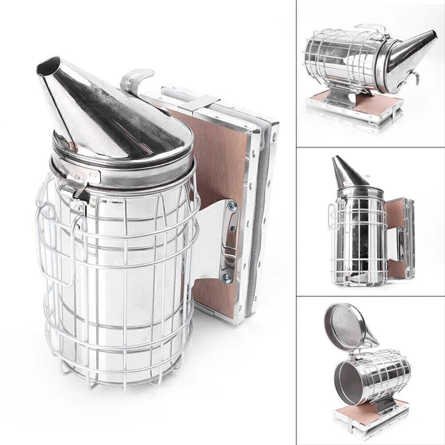 Bee Hive Smoker Stainless Steel W/Heat Shield Calming Spray Beekeeping Equipment