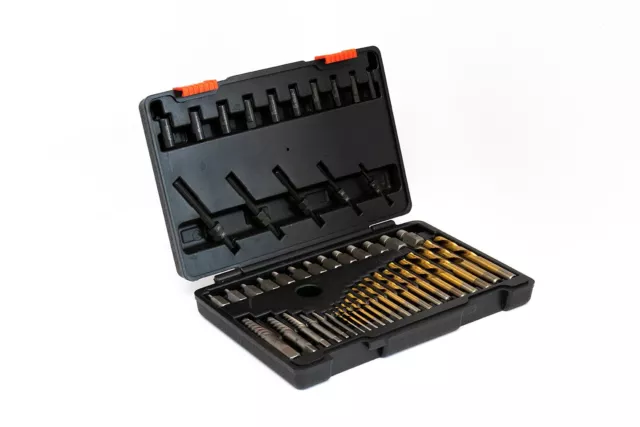 55pc Master Screw Extractor & L-Hand Drill Bit & Guide Set Broken Bolt Removers