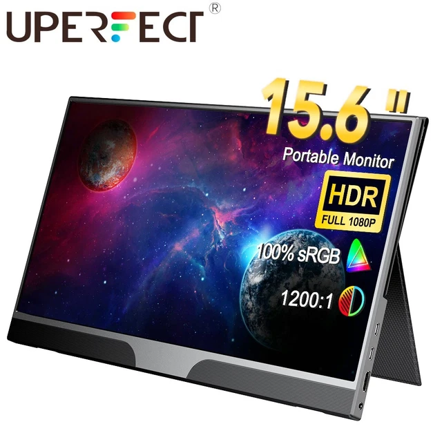 UPERFECT Portable Monitor 15.6 Zoll 1080 FHD USB-C Monitor HDR for Laptop/PC/Mac