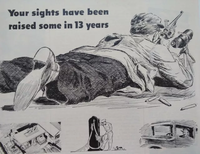 Union 76 Print Ad Original Vtg 1945 Unocal Gasoline Oil CA Rifle Sights Station