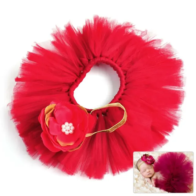 Newborn Baby Girl Tutu Skirt Flower Headband Photography Photo Costume Prop lp