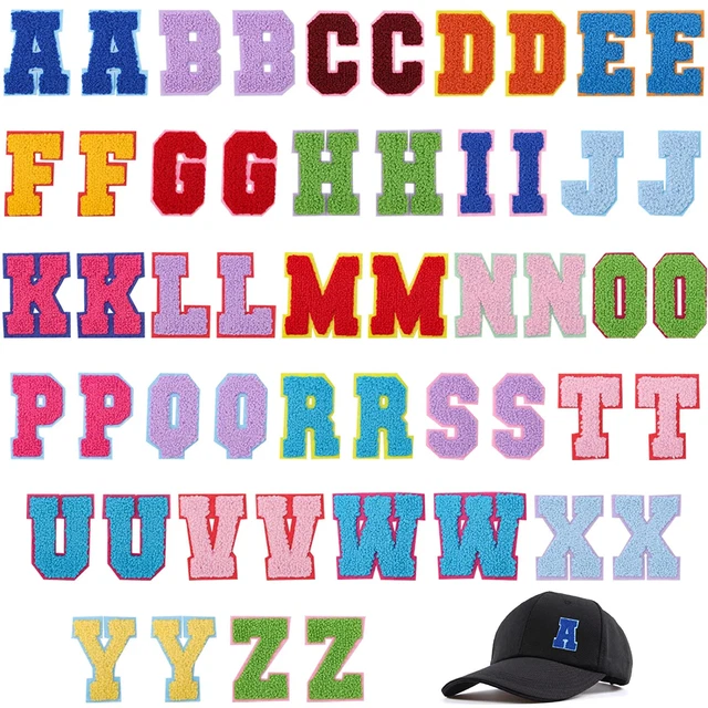52 Pieces Iron On Letter Patches A-Z Chenille Patches Embroidered Alphabet App