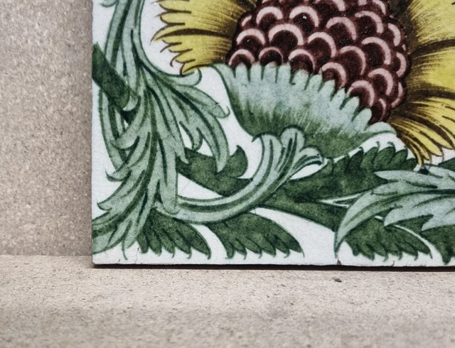 Antique william de morgan floral tile -  Merton Abbey 5